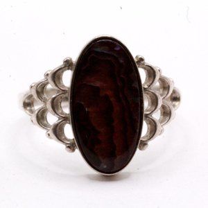 KABANA KBN Sterling Silver Purpleish Abalone Cut Out Oblong Ring